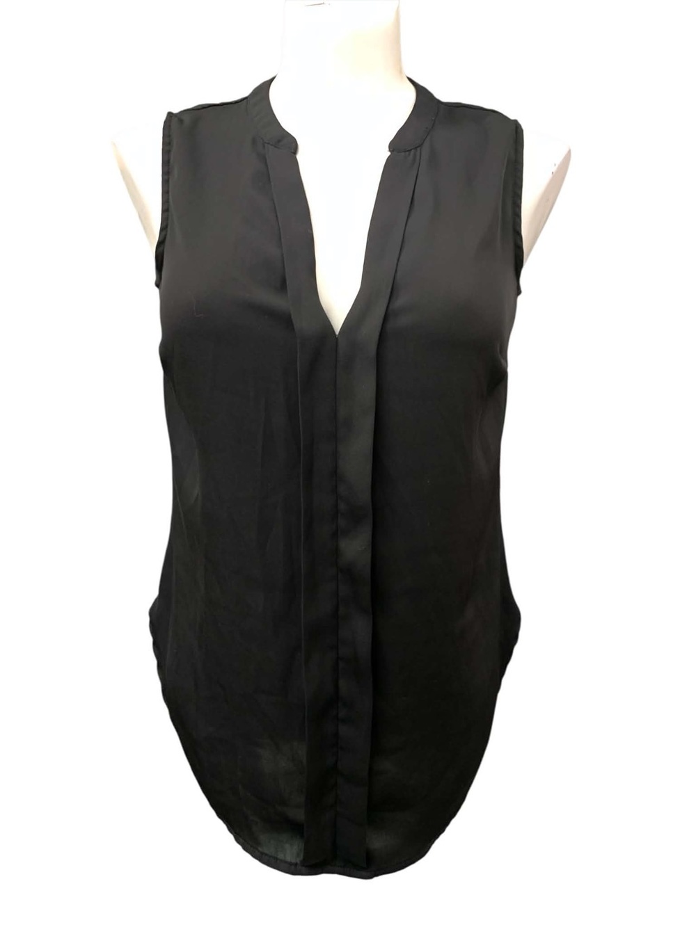 cleo Black Sleeveless V-Neck Pleat Front Camisole Size XS